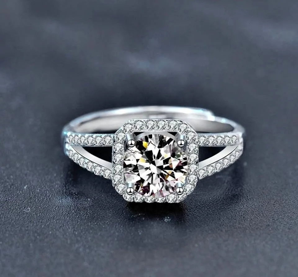 💍 GRA Certified 1ct Square Moissanite Ring