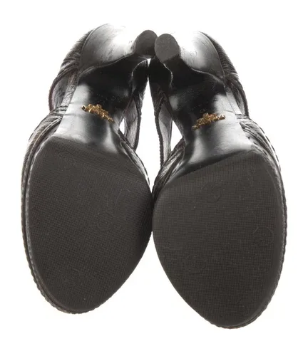 Prada Peep Toe Platform Brown Leather Pumps US 7 EU 37 image indicator(5)