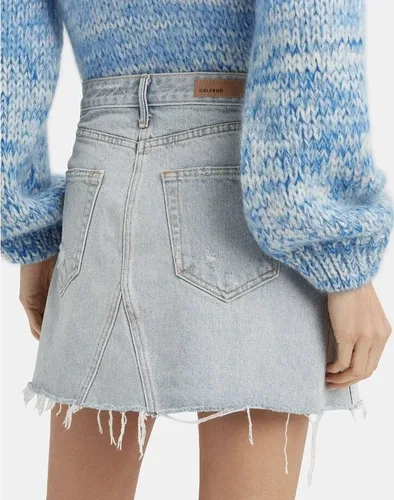 GRLFRND Eva Denim Skirt Light Wash Size 28 NEW NWT image indicator(4)