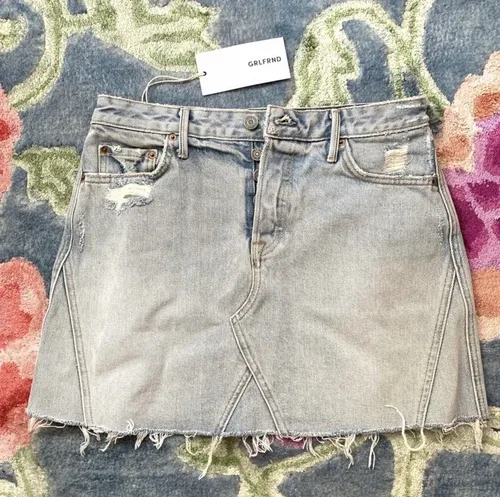 GRLFRND Eva Denim Skirt Light Wash Size 28 NEW NWT image indicator(6)