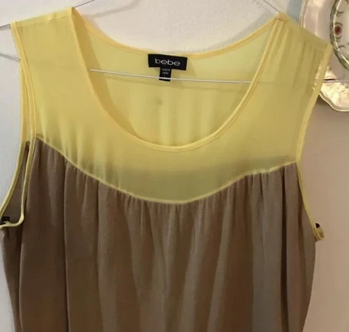 Bebe Tan & Lemon Yellow Dress Size L Retail $275 - photo 3