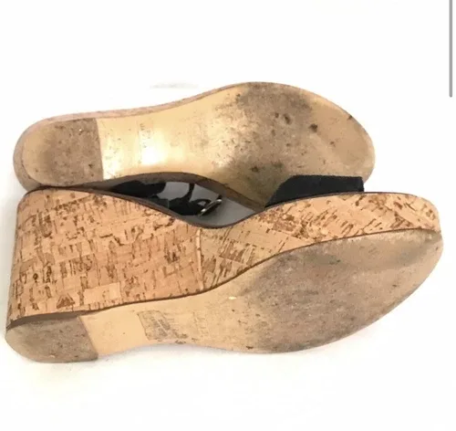 J. Crew Suede Black Wedge Sandals US 10 image indicator(4)