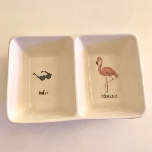 Rae Dunn Snack Tray Ceramic Duo Summer Patio image indicator(2)