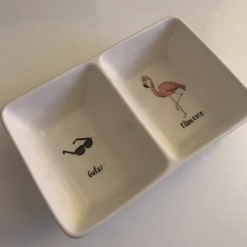 Rae Dunn Snack Tray Ceramic Duo Summer Patio image indicator(3)