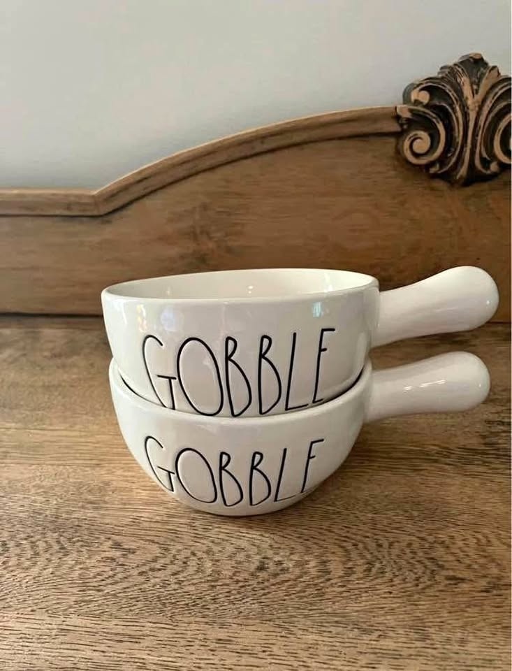 Rae Dunn Fall Thanksgiving Bowls with Handles Gobble