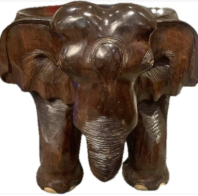 Large hardwood elephant stool / planter