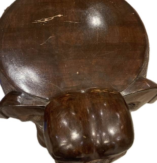 Large hardwood elephant stool / planter - photo 2