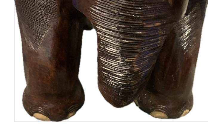 Large hardwood elephant stool / planter - photo 3