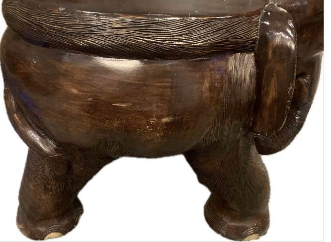 Large hardwood elephant stool / planter - photo 4