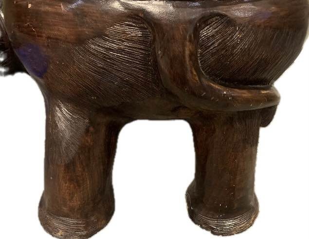 Large hardwood elephant stool / planter - photo 5