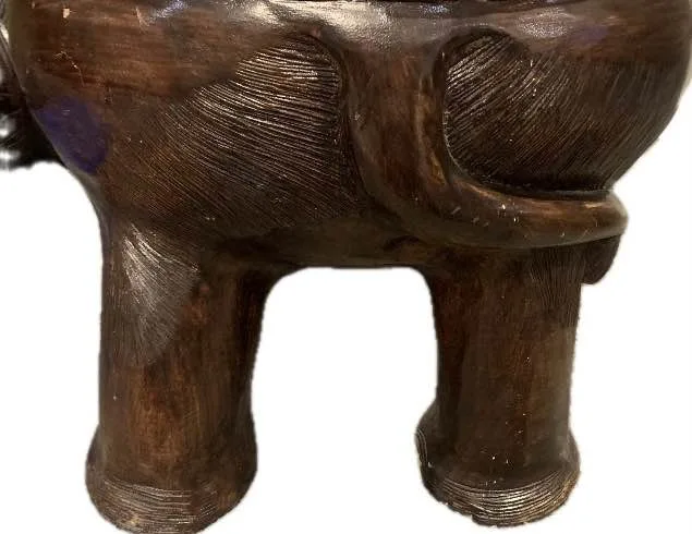 Large hardwood elephant stool / planter image indicator(5)