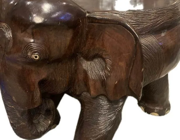 Large hardwood elephant stool / planter image indicator(6)