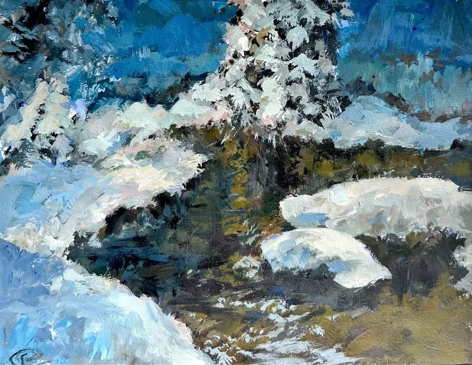 "Frosty Lake" Original Acrylic Painting