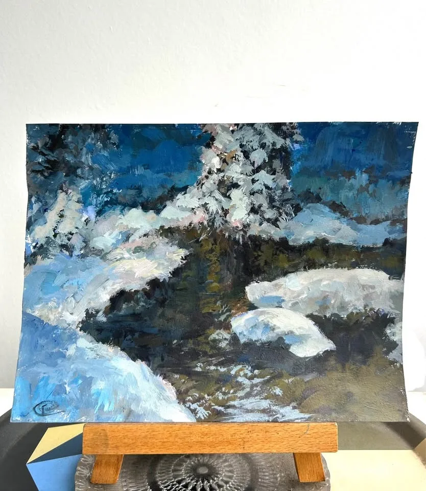 "Frosty Lake" Original Acrylic Painting image indicator(2)