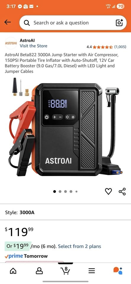 AstroAI Jump Starter Booster & Tire Inflator