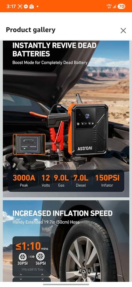 AstroAI Jump Starter Booster & Tire Inflator - photo 3