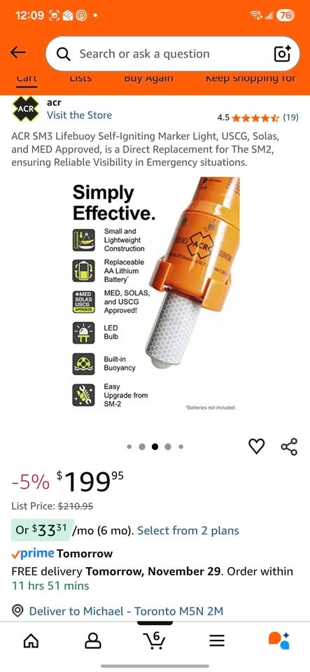 ACR SM3 Lifebuoy Self-Igniting Marker Light - photo 3