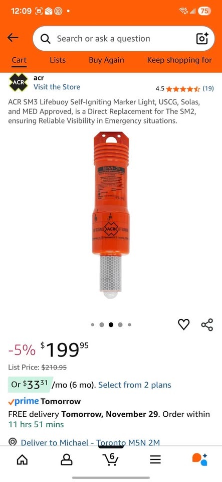 ACR SM3 Lifebuoy Self-Igniting Marker Light - photo 4