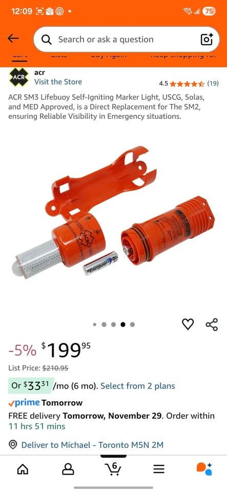 ACR SM3 Lifebuoy Self-Igniting Marker Light - photo 5