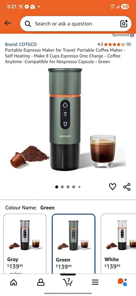 New Cotgco Portable Espresso Maker - Self Heating