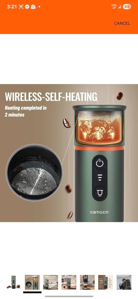 New Cotgco Portable Espresso Maker - Self Heating - photo 2