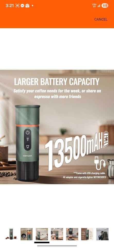 New Cotgco Portable Espresso Maker - Self Heating - photo 3