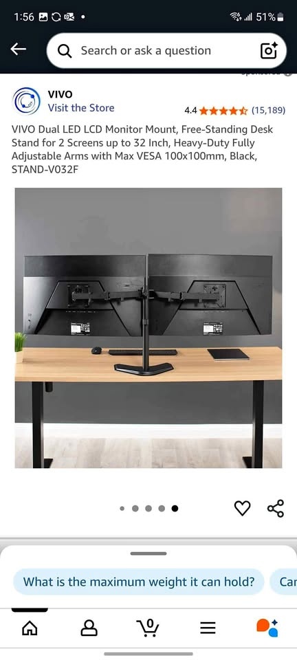 New VIVO Dual Monitor Mount, 32 Inch