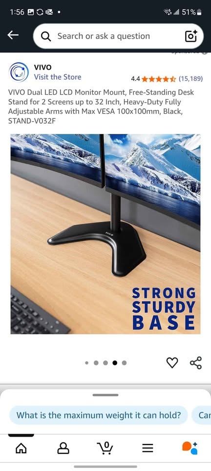 New VIVO Dual Monitor Mount, 32 Inch - photo 2
