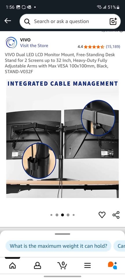 New VIVO Dual Monitor Mount, 32 Inch - photo 3