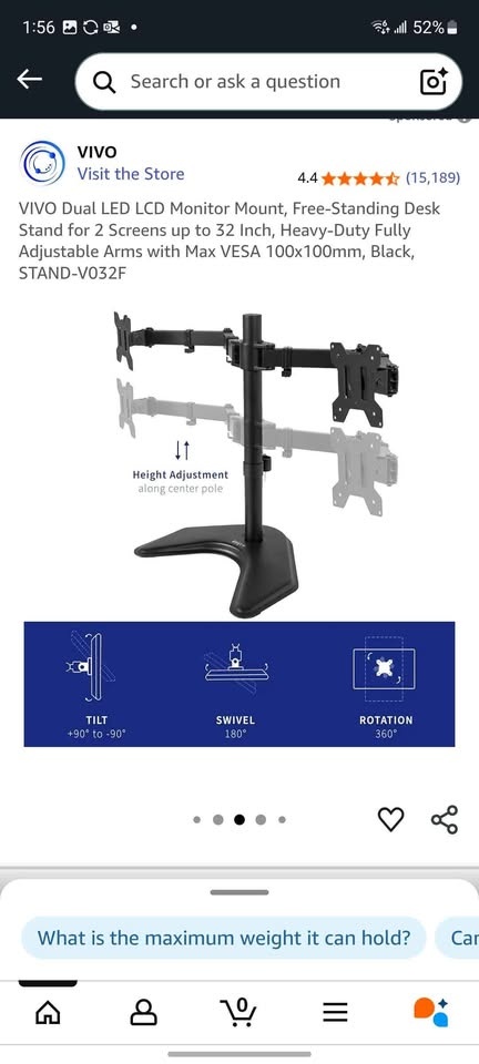 New VIVO Dual Monitor Mount, 32 Inch - photo 5