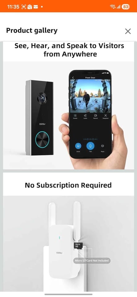 New AOSU Doorbell Camera Wireless Outdoor, 2K - photo 2