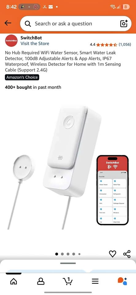 New SwitchBot WiFi Water Sensor, Smart Leak Detector