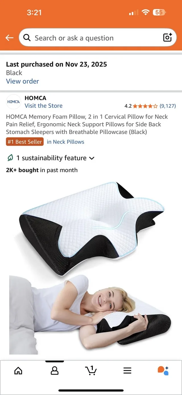 HOMCA Memory Foam Pillow, 2 in 1 image indicator(4)