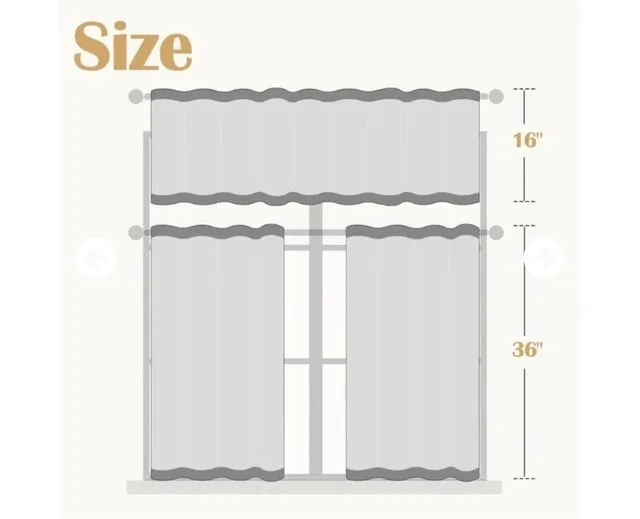 JINCHAN White Kitchen Curtains image indicator(2)