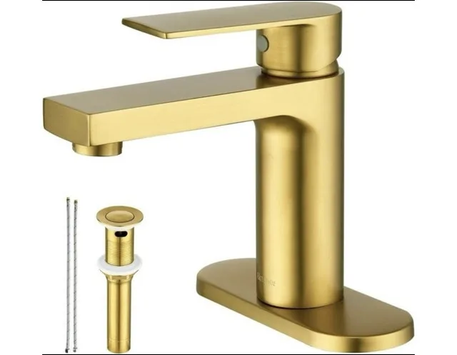 Modern vanity faucet. Brushed gold image indicator(3)