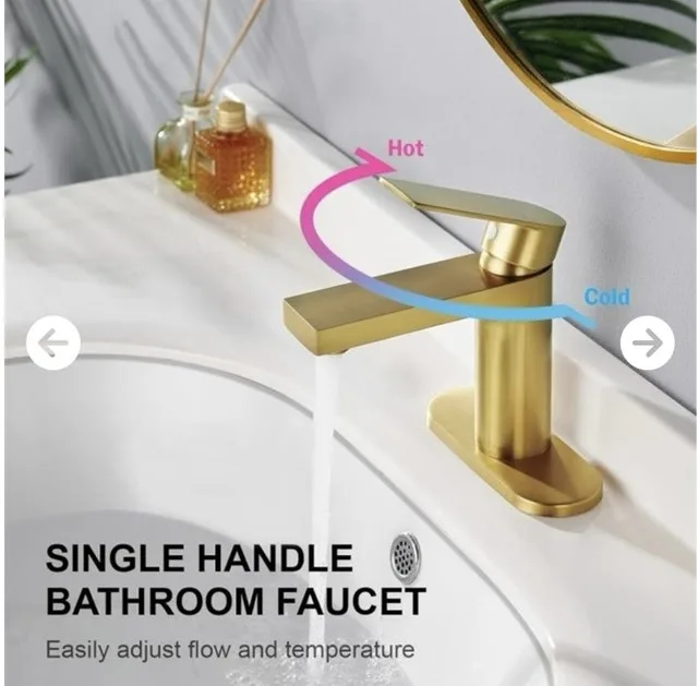 Modern vanity faucet. Brushed gold image indicator(4)