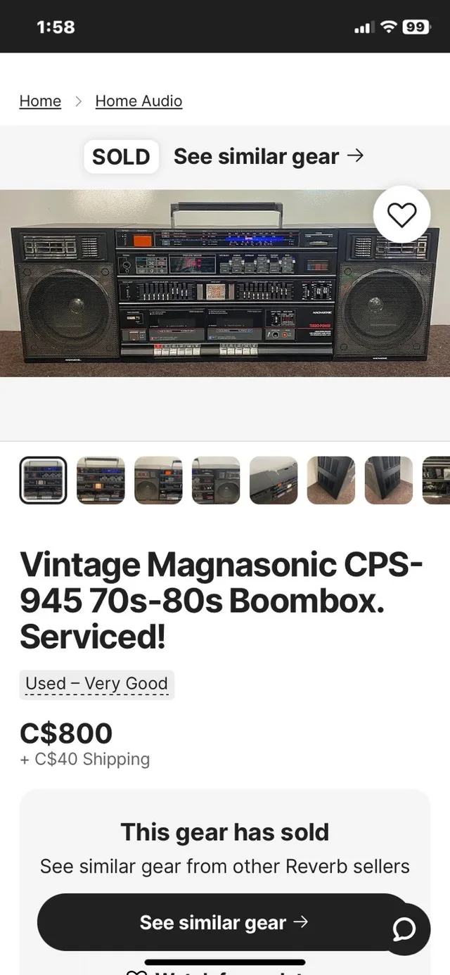 boombox ghetto blaster magnasonic cps 945 ( for parts ) image indicator(3)