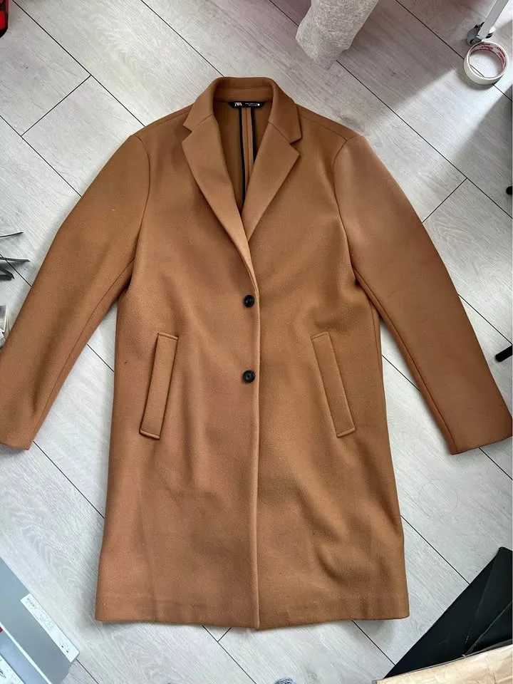 Zara Camel Men’s Long Coat - Fitted Medium