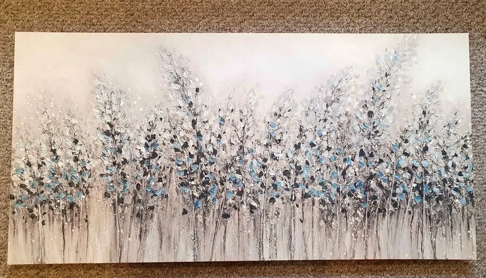 Large Abstract Floral Canvas Painting