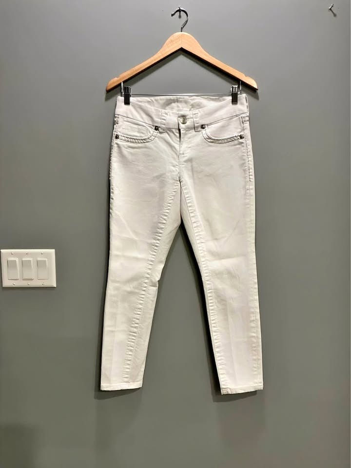 Seven7 White Skinny Jeans | Silver Stitching & Pockets