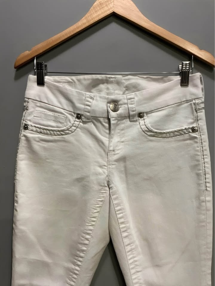 Seven7 White Skinny Jeans | Silver Stitching & Pockets - photo 4