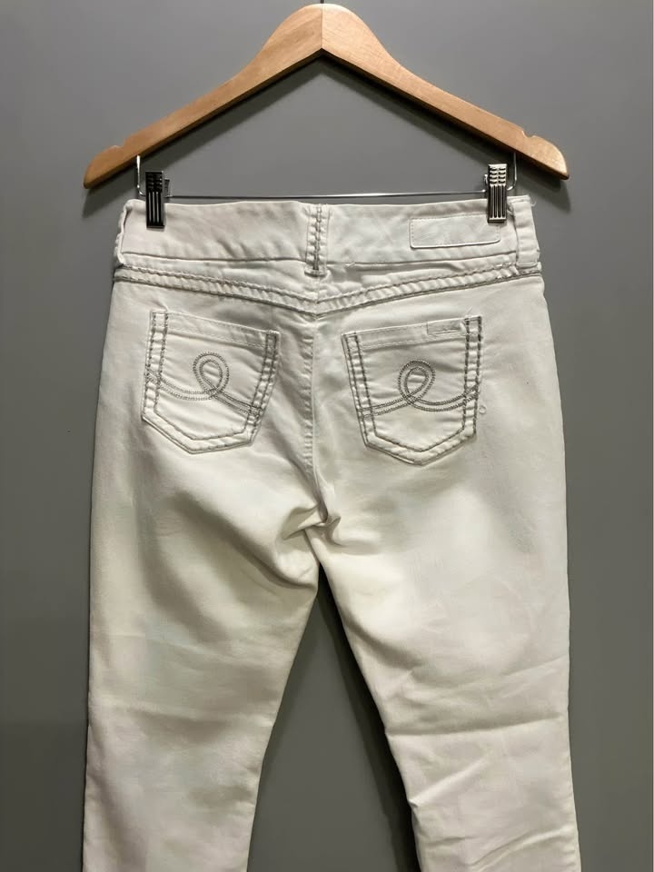 Seven7 White Skinny Jeans | Silver Stitching & Pockets - photo 5