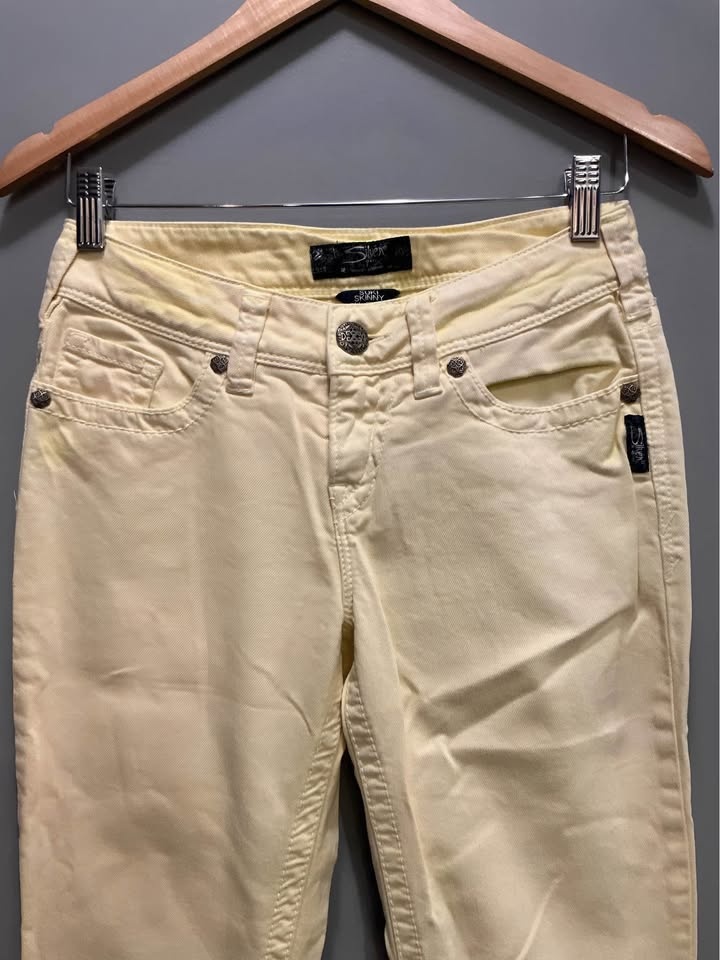 Silver Jeans Co. Women's Pastel Yellow Mid-Rise Skinny Jeans - photo 5