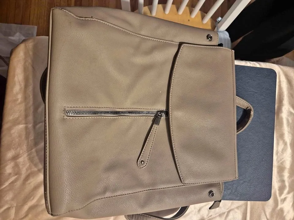 Karlos Marconi Taupe Backpack – Front Flap & Zipper Pocket