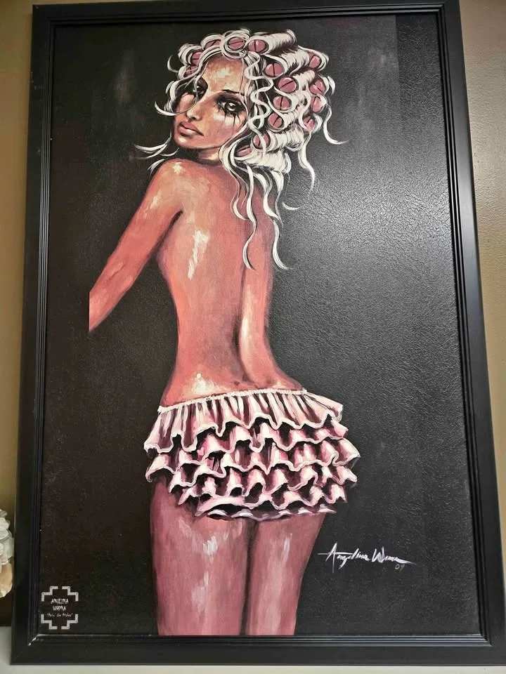 Angelina Wrona - Girl Doing The Dishes Framed Canvas Print