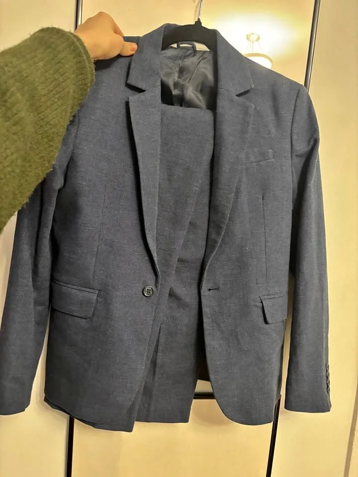 Blue Linen blend boys suit