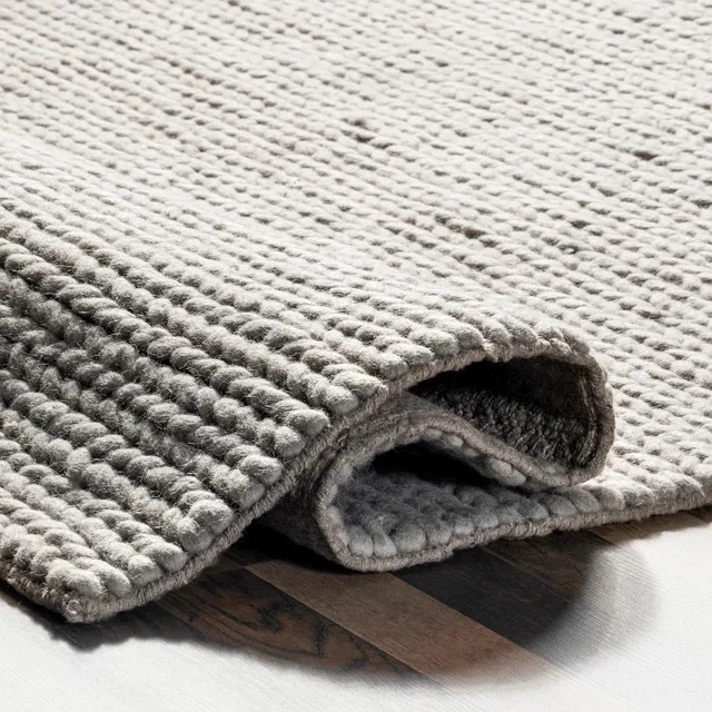 New Light Gray Nuloom Penelope Braided Wool Area Rug 6x6Lig image indicator(3)