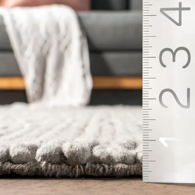 New Light Gray Nuloom Penelope Braided Wool Area Rug 6x6Lig image indicator(5)