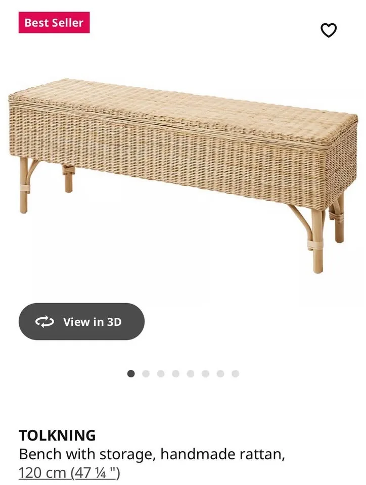 TOLKNING Wicker and Wood Bench image indicator(6)