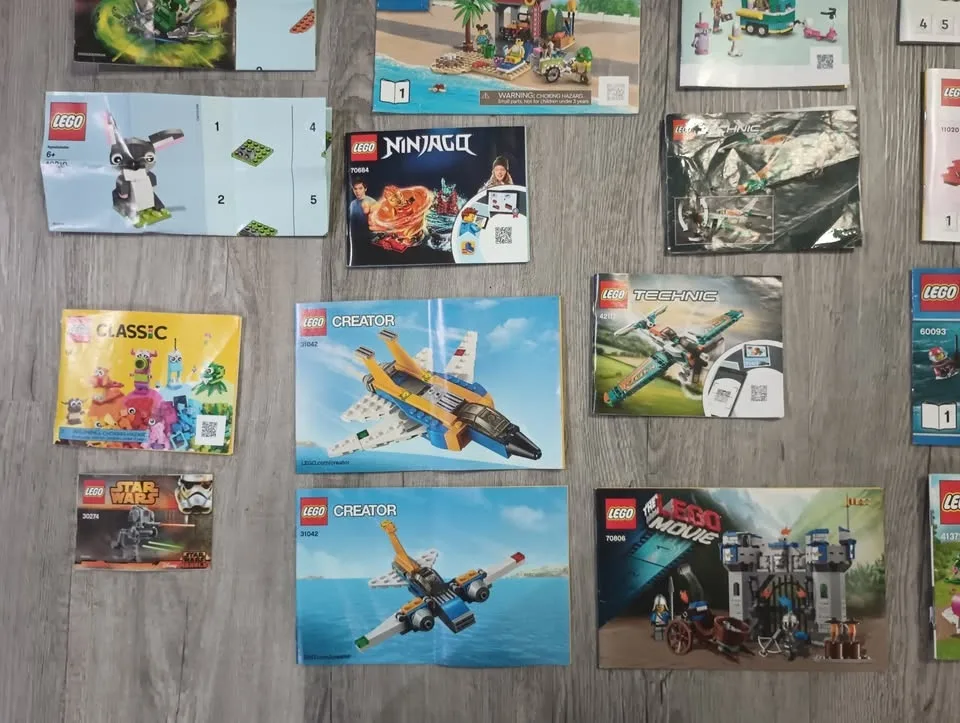 Lot of 50 Lego Building Instruction Manuals & 2 Containers image indicator(2)